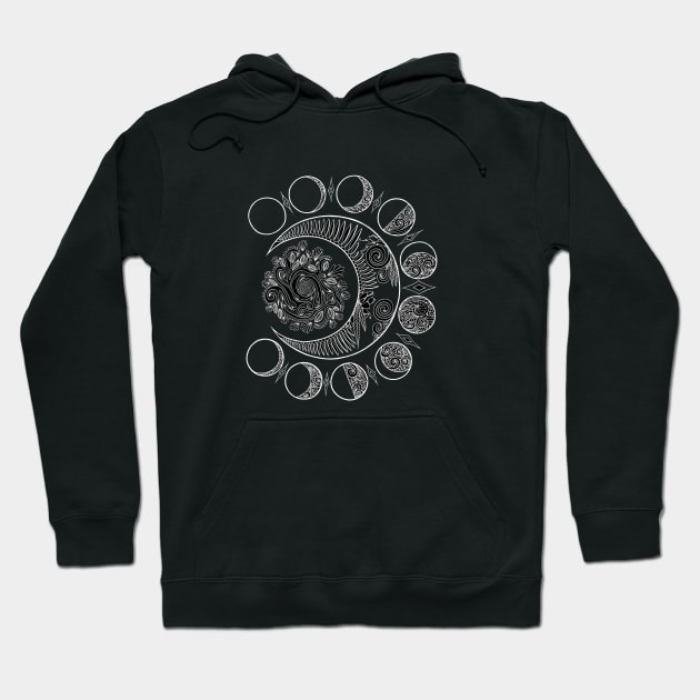 Moon Phases at Midnight Hoodie by NicoleWhelan